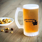 Life Happens Dad Helps Glass Beer Mug